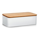 Bread bin with bamboo lid, metal, matt white