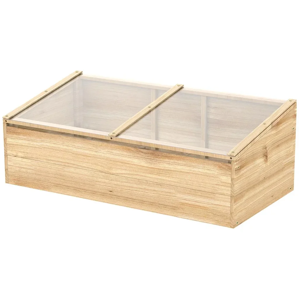 Greenhouse wooden cold frame cold frame greenhouse garden & planter system for garden balcony, 100 x 50 x 35 cm, Nat