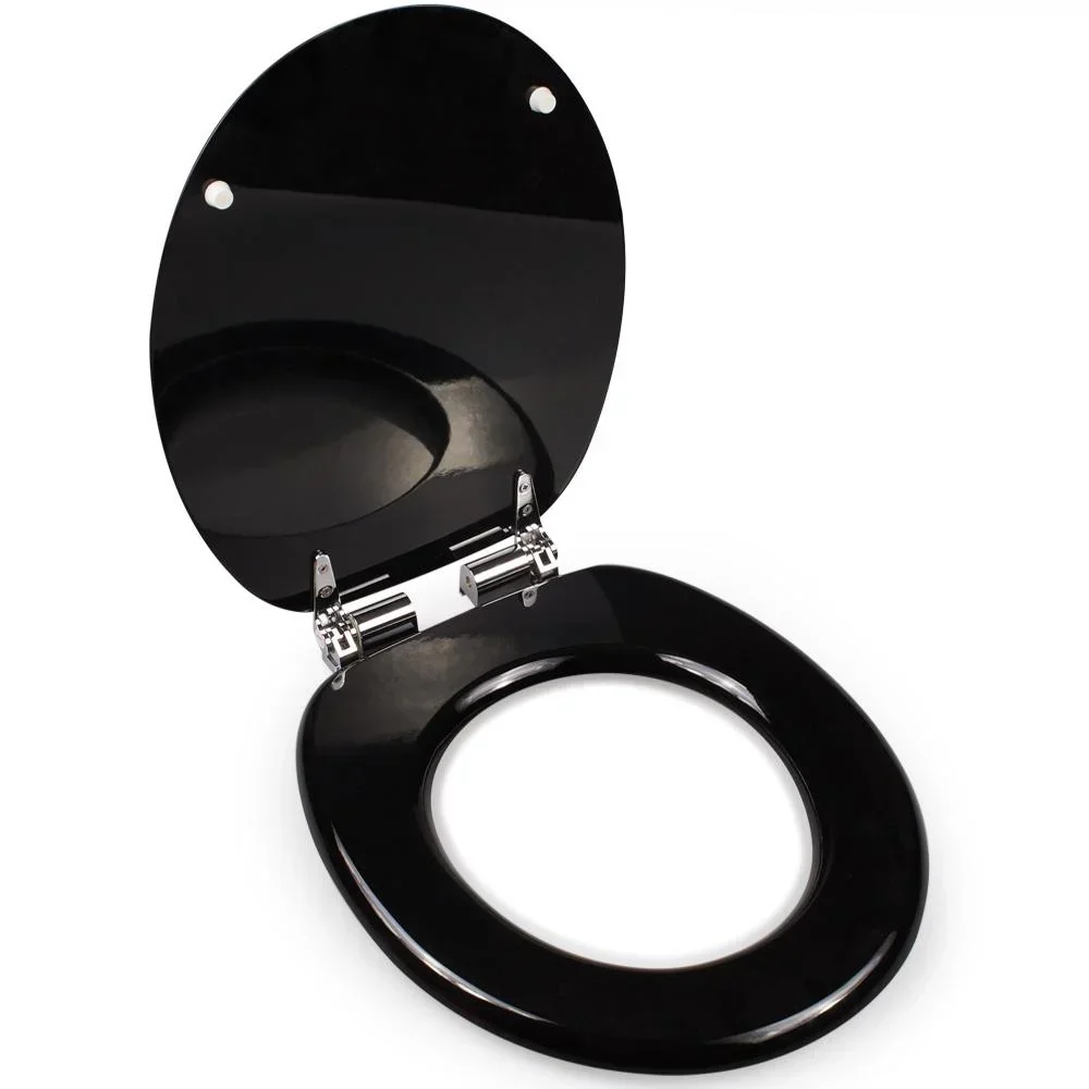 Toilet seat with soft close mechanism black
