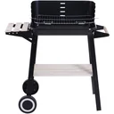 Grill cart stand grill charcoal grill with wind protection 2 x storage compartment height adjustable grill grate metal black 87 x 45 x 8