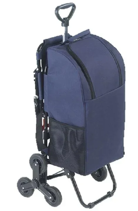 Stair-climber shopping trolley with seat, blue