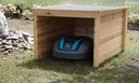 Robotic lawnmower garage with bitumen roof, natural
