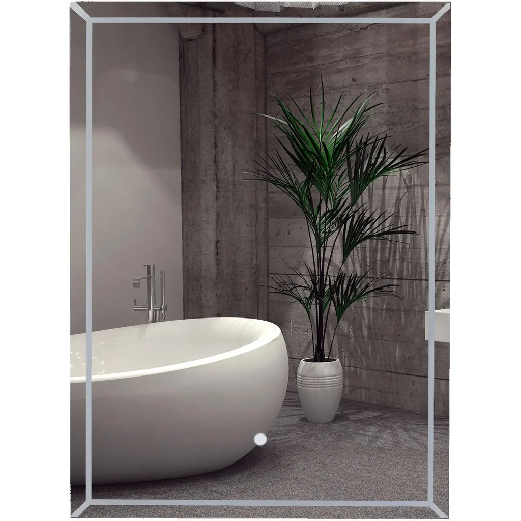 LED bathroom mirror wall mirror touch switch energy class A aluminum frame silver 50 x 3 x 70 cm