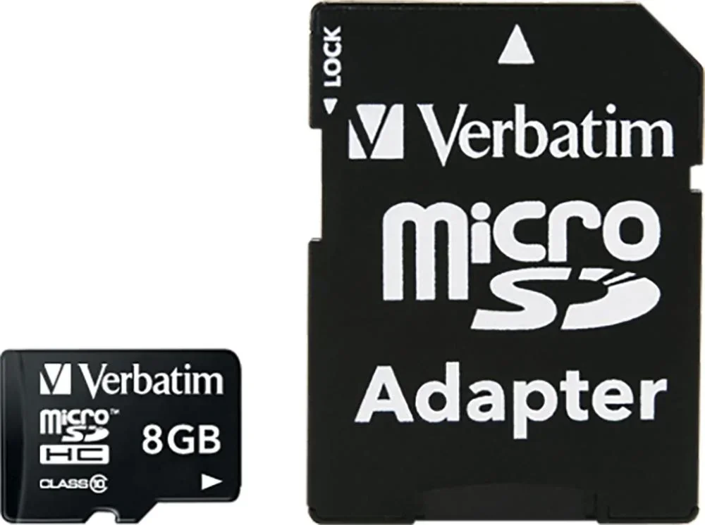 8 GB microSDHC memory card with SD card adapter, Class 10