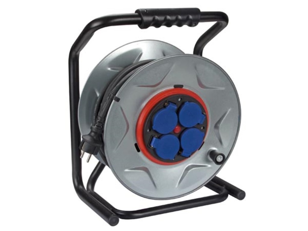PROFESSIONAL CABLE REEL WITH ANTI-TWIST SYSTEM - NEOPRENE - 40 m - 3G2.5 - 4 SOCKETS - EARTHING CONTACT (GERMAN SYSTEM)
