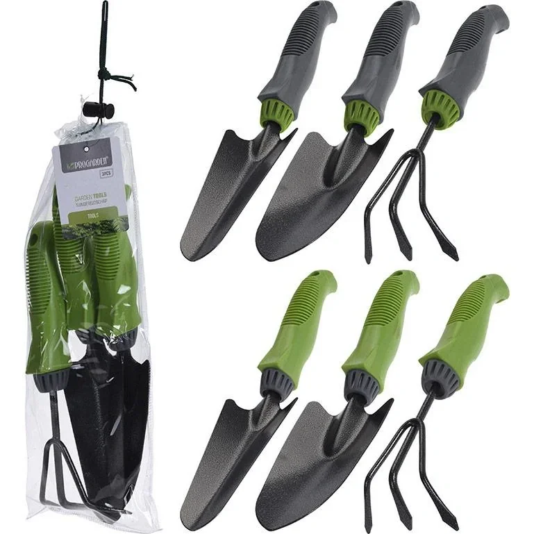 Pro Garden Tools set of 3: small shovel, large shovel and rake