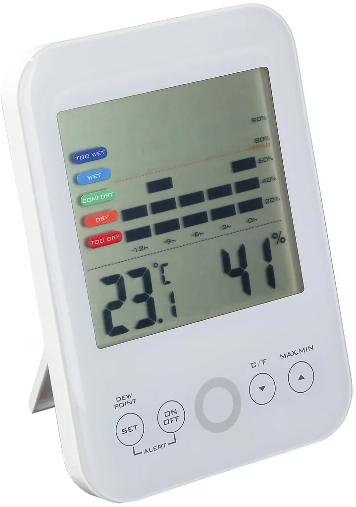 2-in-1 Digital Hygrometer and Thermometer with Mold Alarm, White
