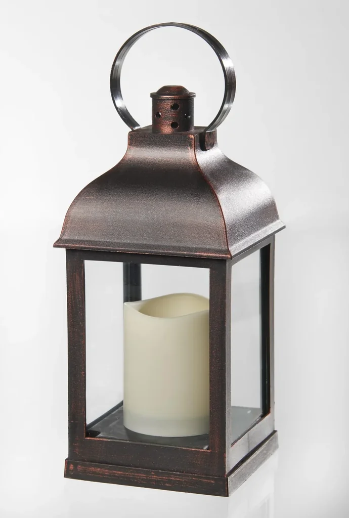 Lantern with LED candle and flickering effect