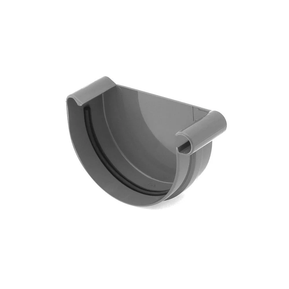 Right Graphite Gutter End Cap - System 100 Rain Gutter Accessories