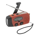 Portable solar crank radio with flashlight, power bank function