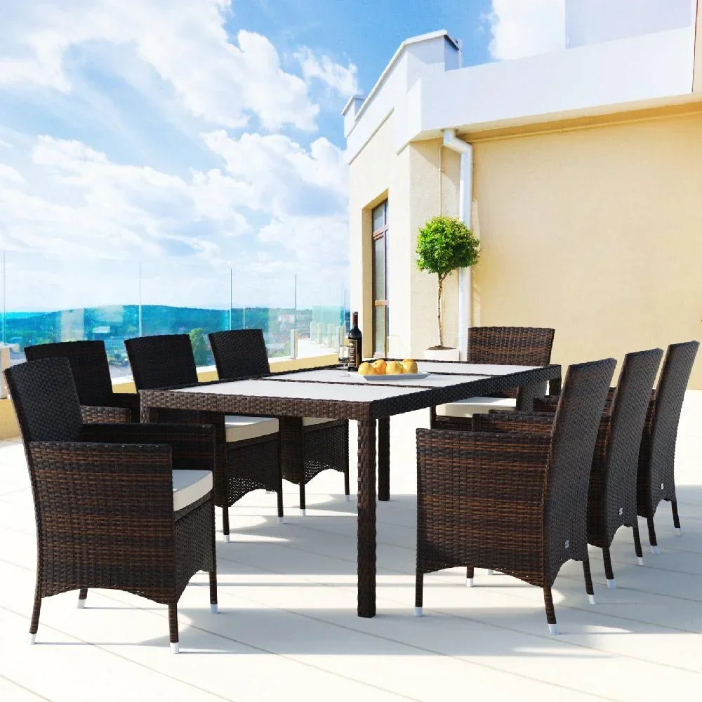 Garden set polyrattan set 17 - stackable Bali brown