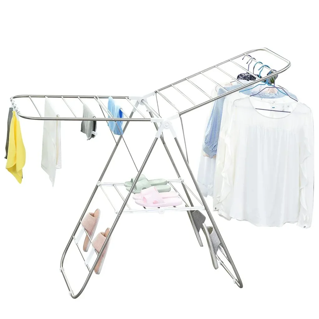 Foldable clothes rack silver/white