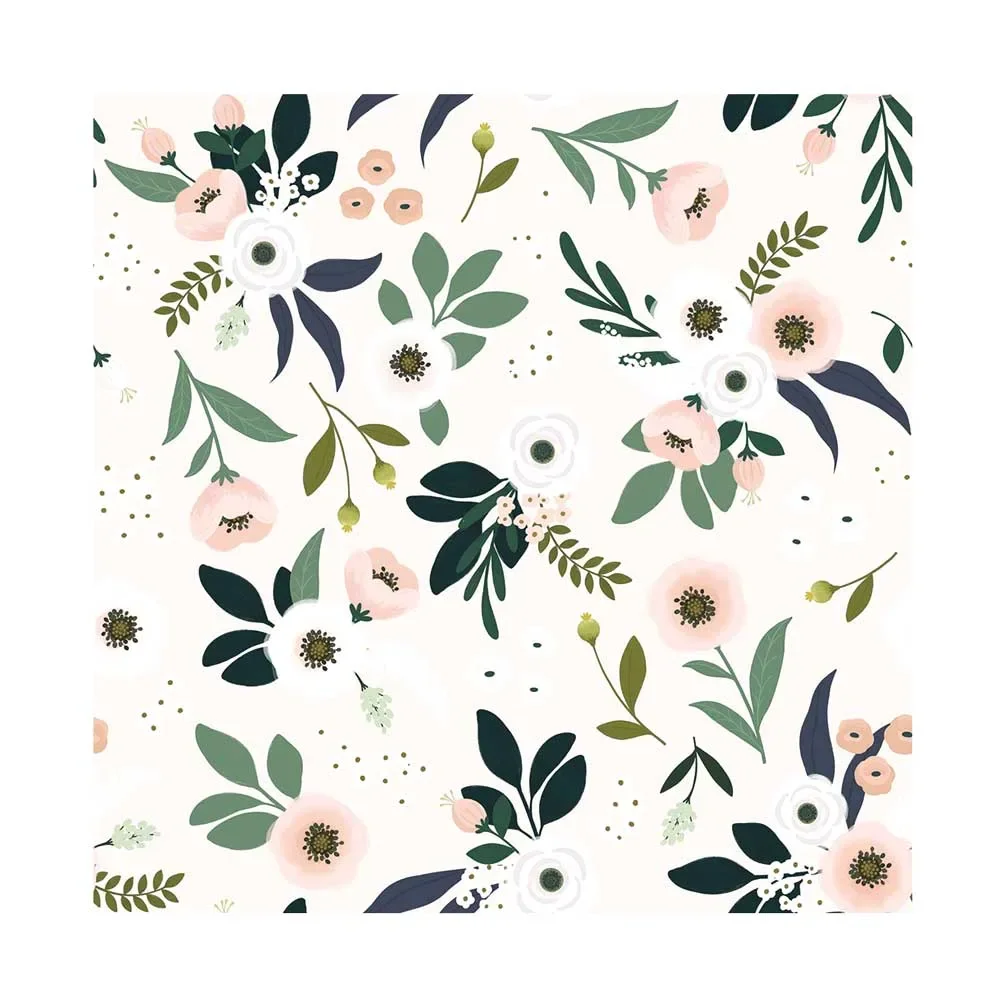 Lilipinso fleece wallpaper flowers light pink green