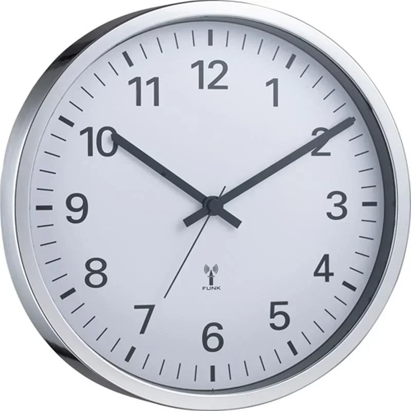 Radio-controlled wall clock WT 8950 with chrome frame