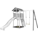 Beach Tower play tower with single swing - white slide