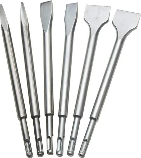 Chisel set 6-piece with SDS-Plus chuck, chrome vanadium