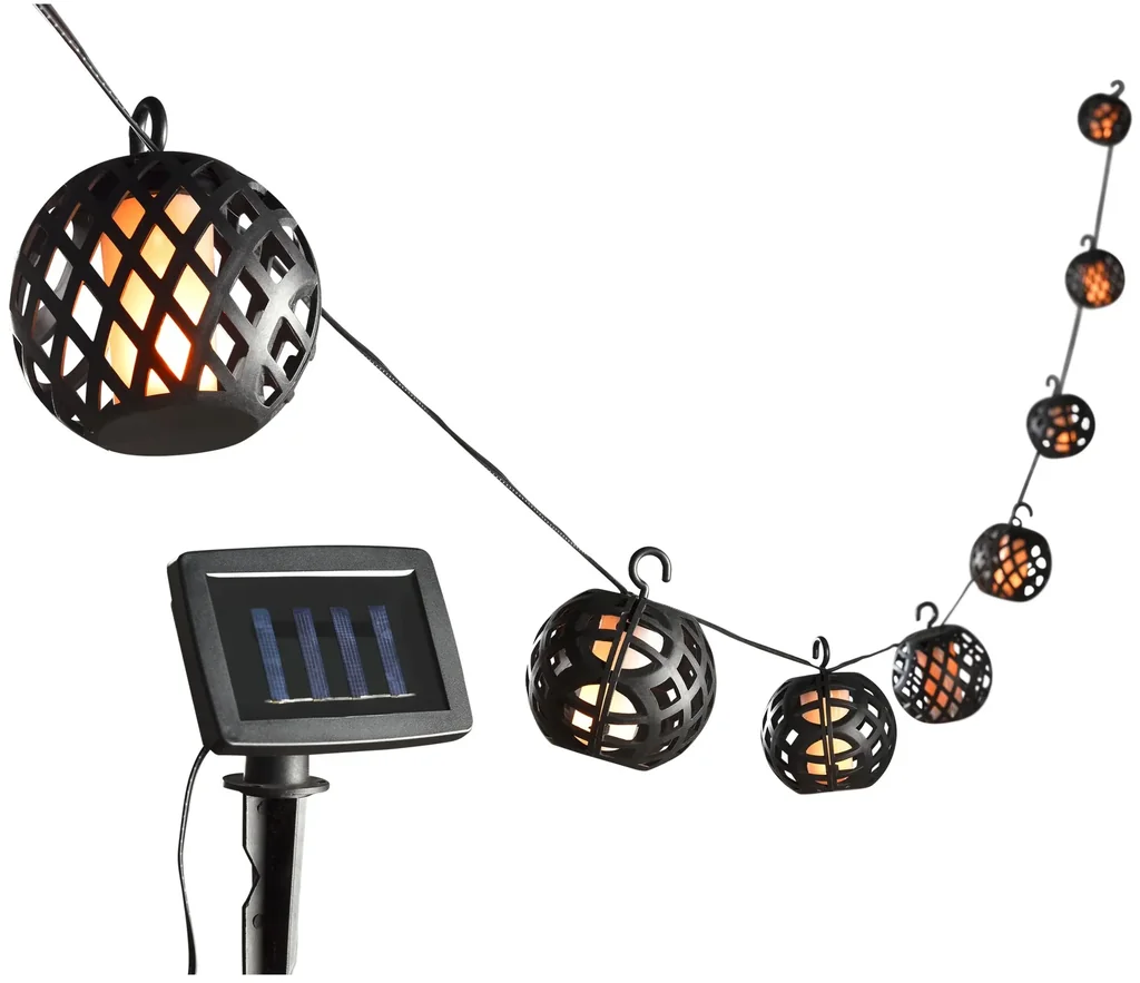 Solar LED fairy lights with realistic flame effect