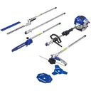 4-in-1 brush cutter, hedge trimmer and chainsaw with petrol engine
