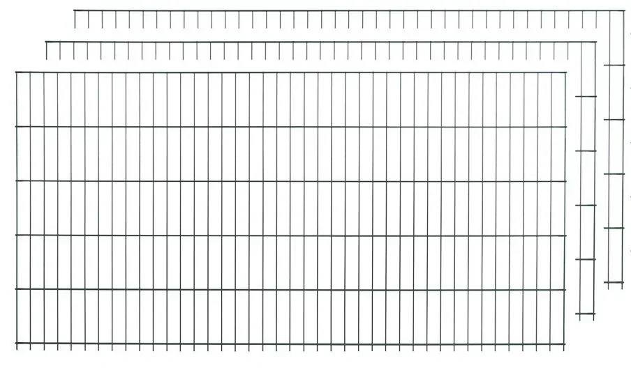 Double rod fence panel set, green, 15 pieces, each 123 cm x 200 cm