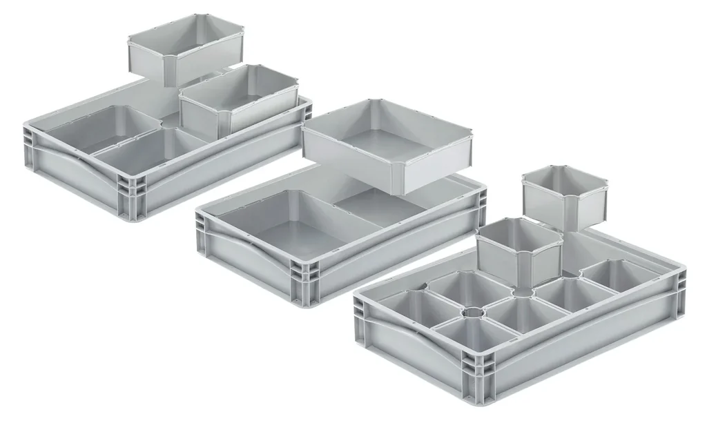 Eurobox insert box grey 1/2 horizontal