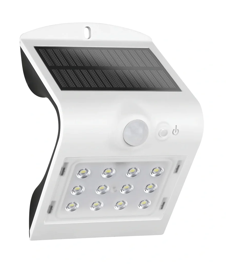 Solar LED light with motion detector, white