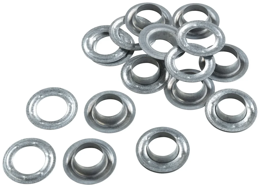 Eyelets with washers, 16 mm, galvanized, 10 pieces, for 480095 eyelet pliers XXL
