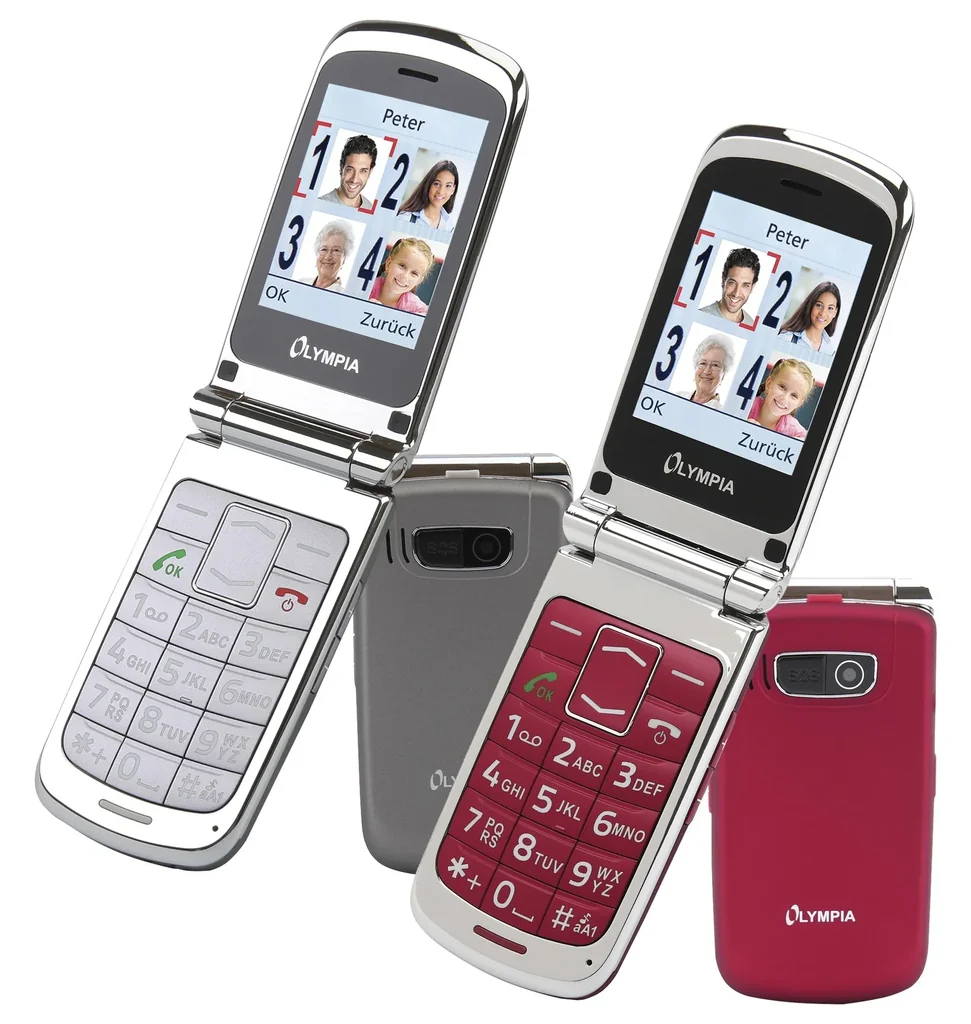 Large button clamshell phone in silver