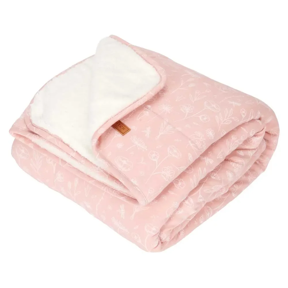 Little dutch baby cuddly blanket "Wild Flowers" pink, Size: 110 x 140 cm