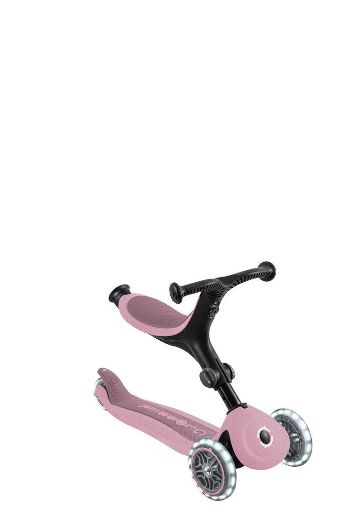 GLOBBER GO-UP ACTIVE LIGHTS ECO – 3 in 1 Dreirad, Laufrad und Scooter, 120/80 mm, 3-rädrig, höhenverstellbar, beere