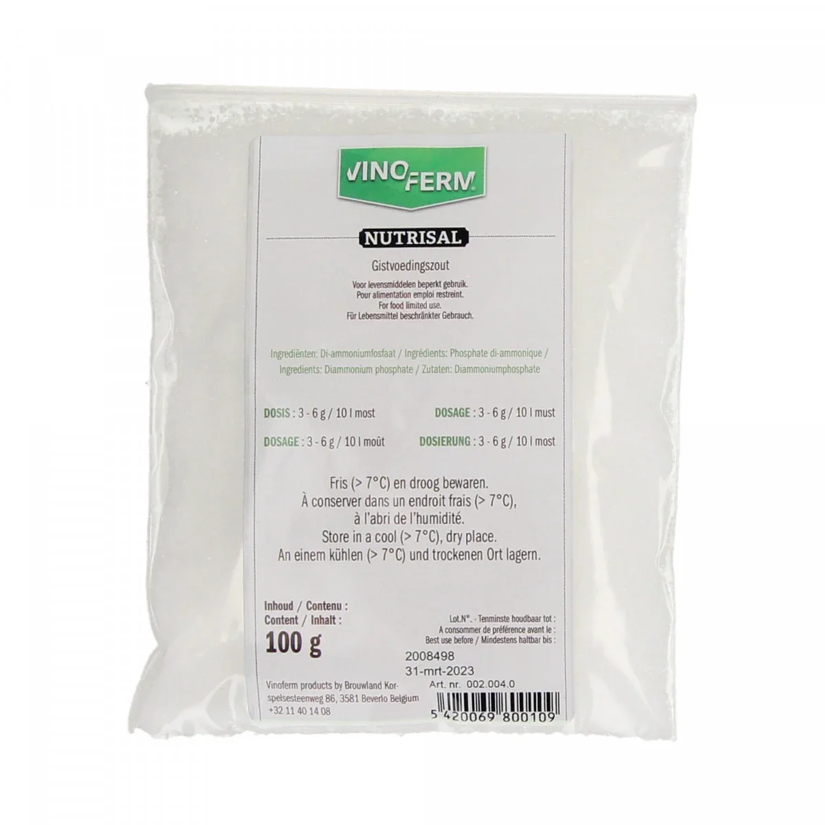 Yeast nutrition, yeast nutritional salt - Vinoferm nutrisal 100g