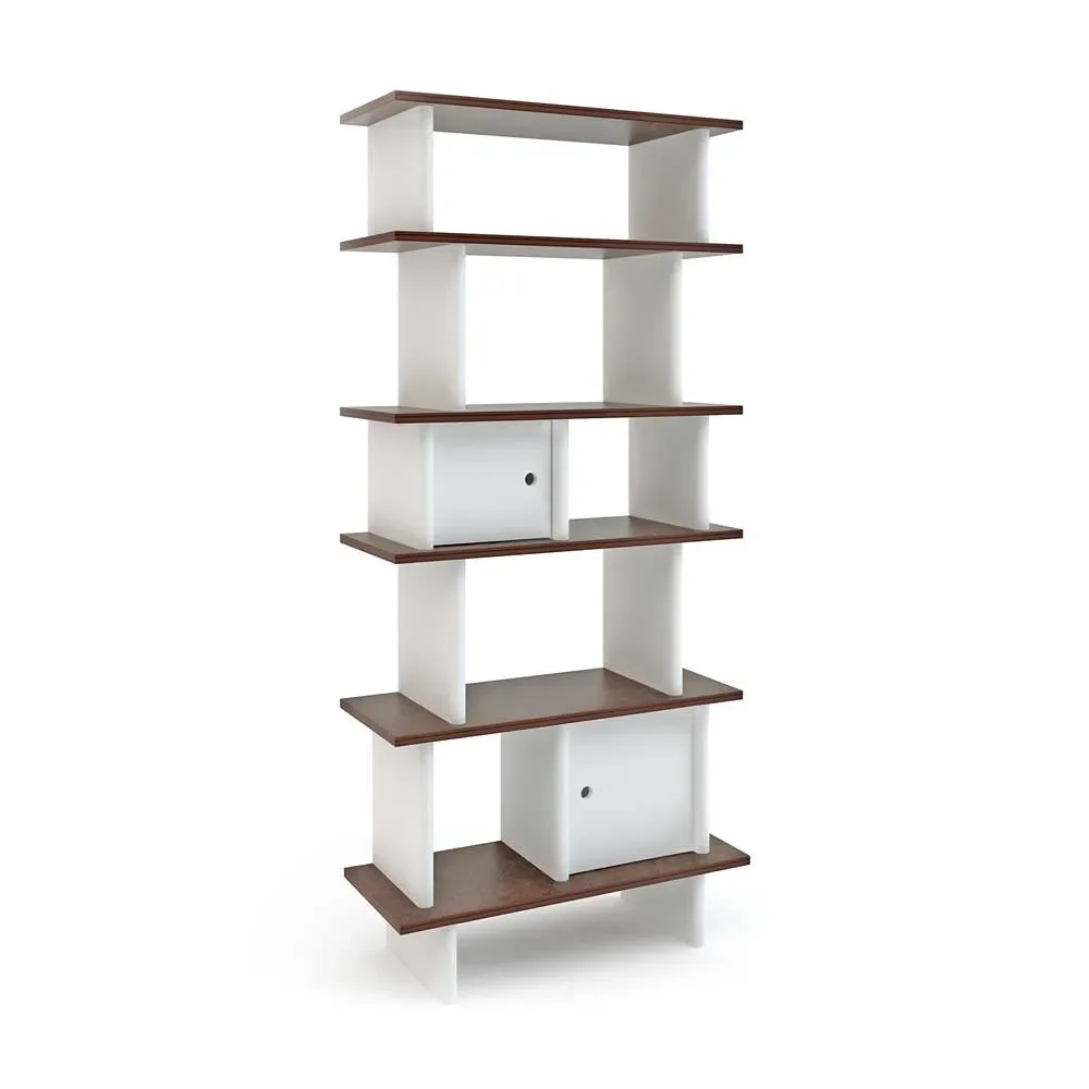 Oeuf Bookcase Mini Library narrow walnut with white