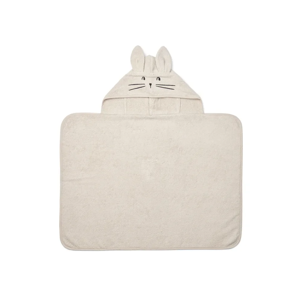 Liewood baby hooded towel, baby towel Vilas Hase - ultra-soft, absorbent, animal ears, perfect after bathing, color: sand