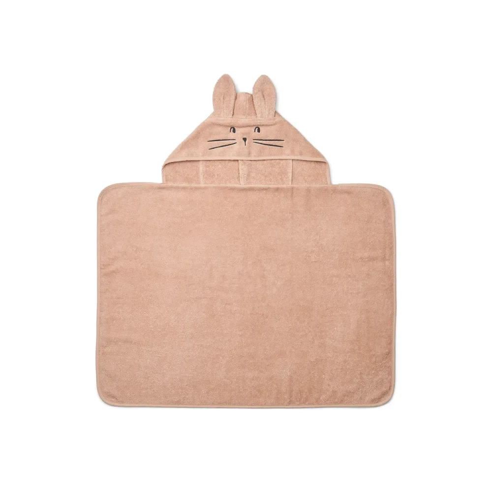 Liewood Baby Hooded Towel, Baby Towel Vilas Hase – Ultra-Soft, Absorbent, Animal Ears, Perfect after Bathing, Color: Pale Tuscany
