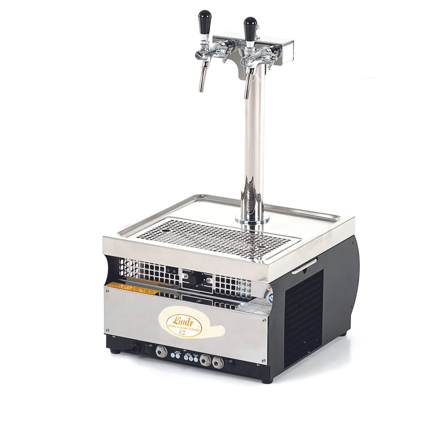 Beer Dispenser, Beer Machine - Kontakt 55, 2-line dry cooling device made of stainless steel, 50 liters/h, Green Line