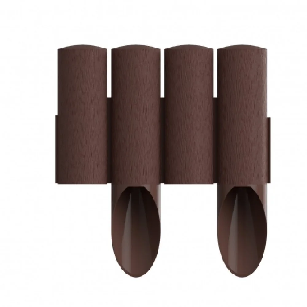 Brown Plastic Garden Edging Palisade - 2.3m Lawn & Flower Bed Border