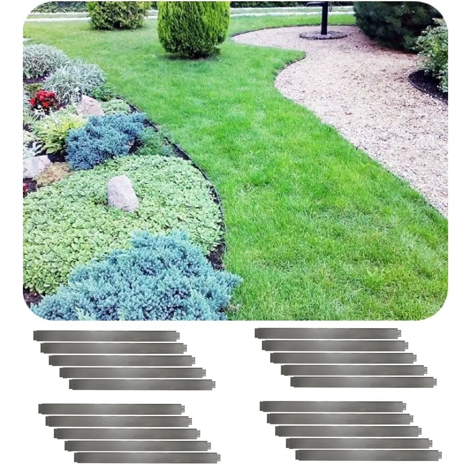 20Set Lawn Edging Metal Alu/Zinc 18cm high, 10m long | Garden edging