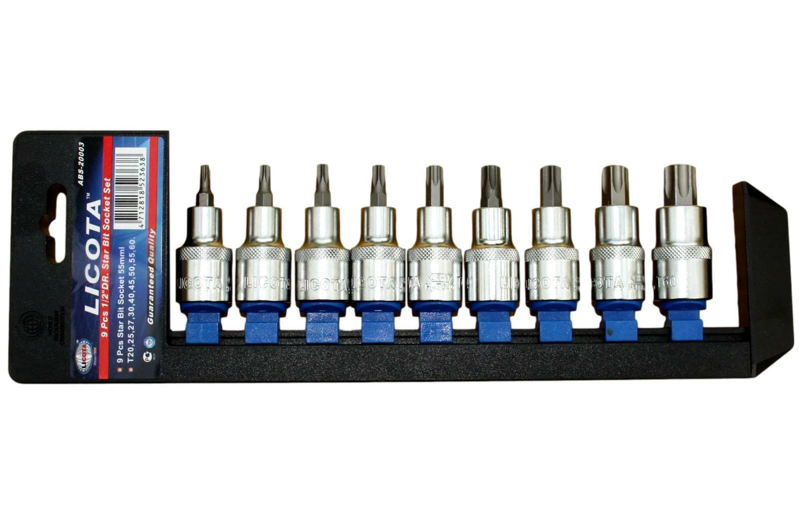 hex Socket Set T20-T60 - 9 Piece 1/2 Inch Drive Industrial