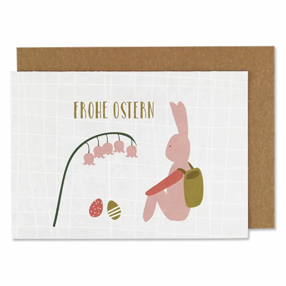 Ava & Yves folding card Hase baby storage baskets "happy Easter" pink