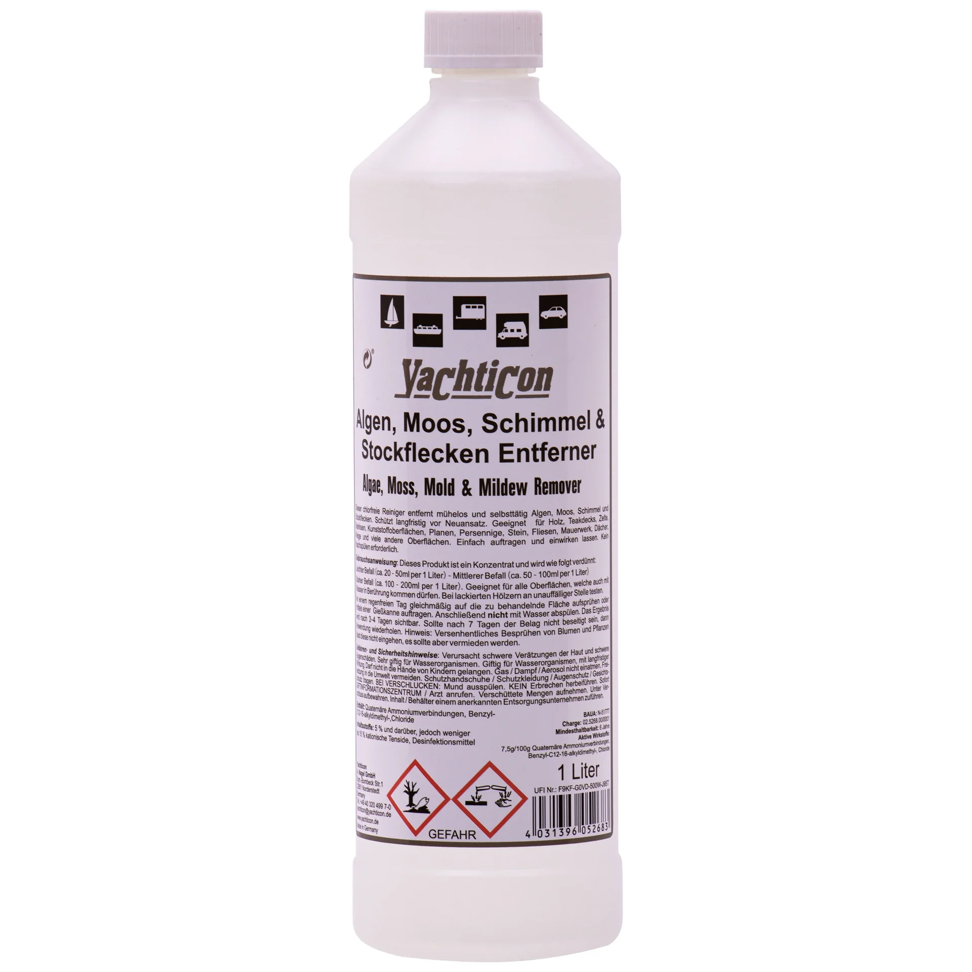 Mold Remover, Mildew Remover, Algae Remover, Moss Remover, Stain Remover, Surface Cleaner, 1 Liter