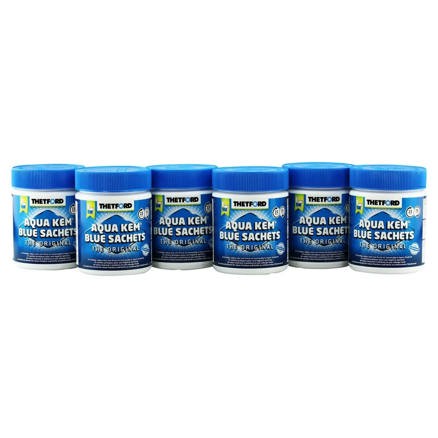 Toilet Sachets, Portable Toilet Chemicals, 15 Sachets per Container, 6 Doses