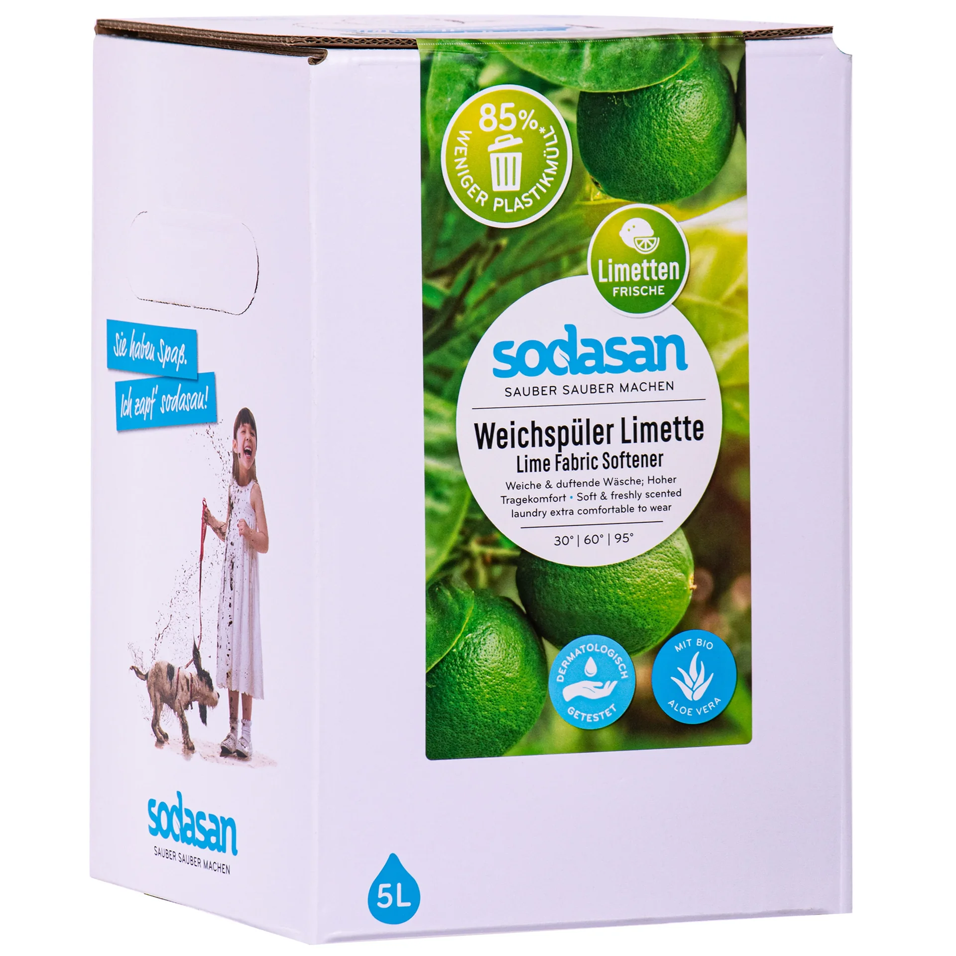 Fabric Softener, Lime, 5 Liter Bag in Box, natural fabric softener
