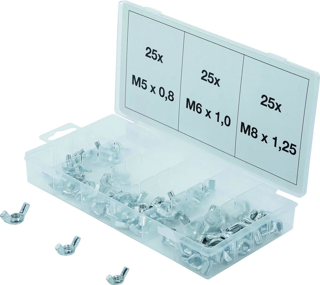 Wing nut assortment, 75 pieces