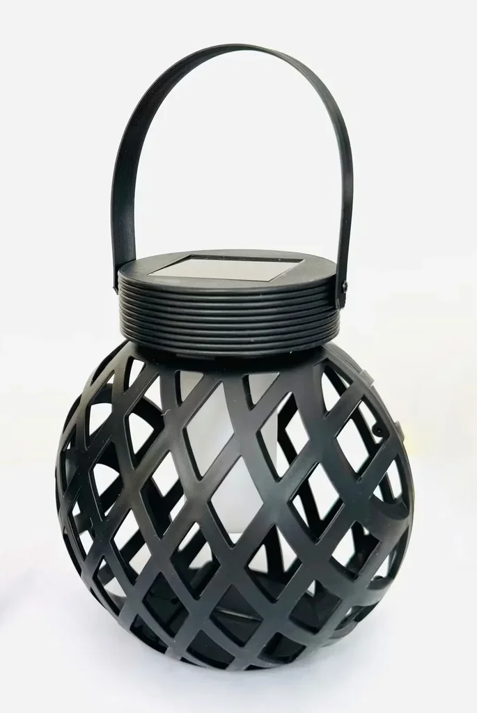 Solar LED table lantern, diamond with flame effect
