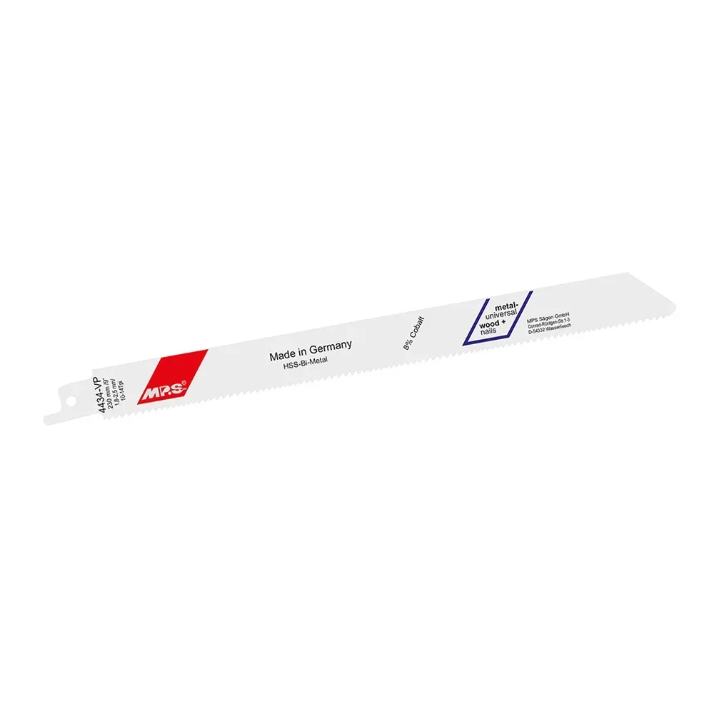 Bi-metal reciprocating saw blade, milled and set, GL 230/VL 210 mm, ZT 1.8-2.5 mm/10-14 TPI, pack of 5