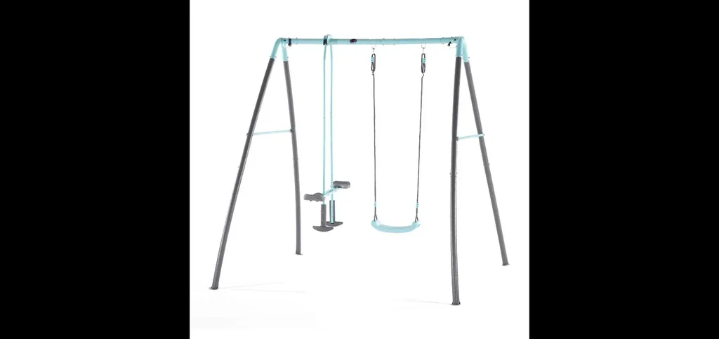Premium metal swing set with mist spray function, outdoor swing set, children, single swing, plate seesaw