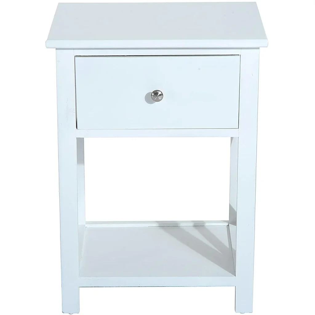 Side table bedside table with drawer wood white