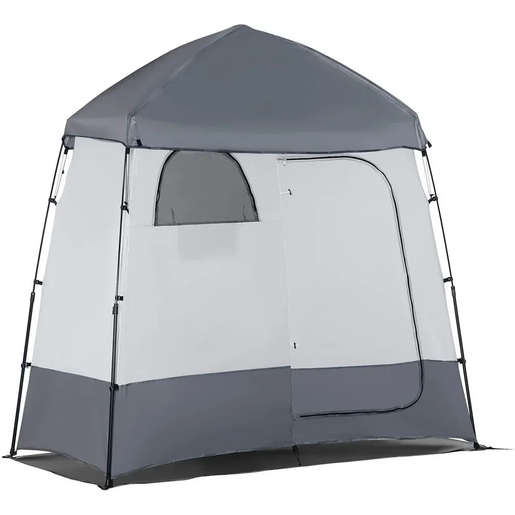Shower tent for 2 people - incl. carrying bag - grey - 230 x 120 x 230 cm