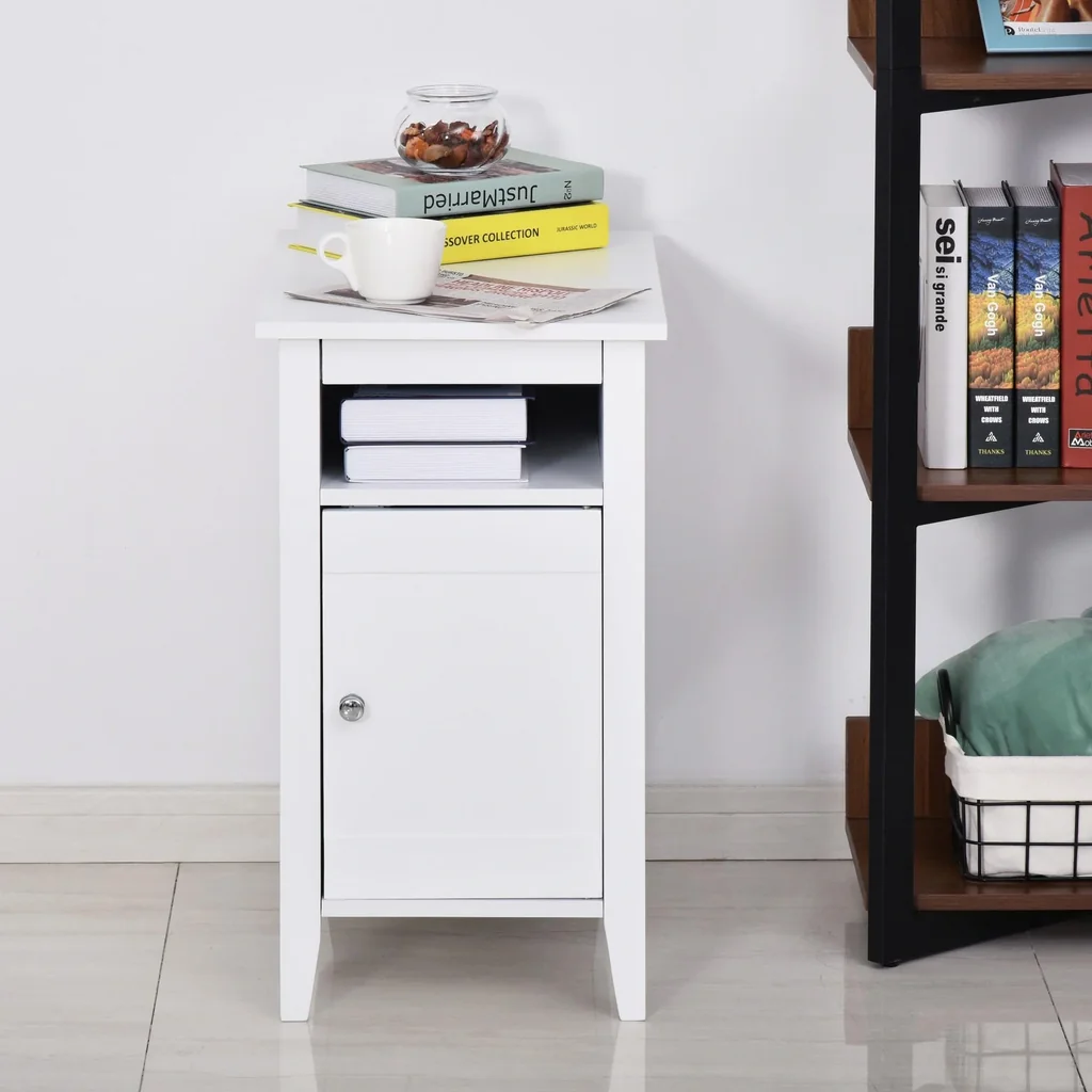 Side table with cabinet, white