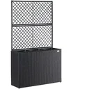 Polyrattan planter with trellis black