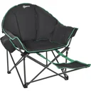 Camping chair with footrest black, green